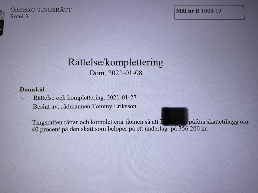 Örebro tingsrätt kritiseras för sen rättelse om skattetillägg