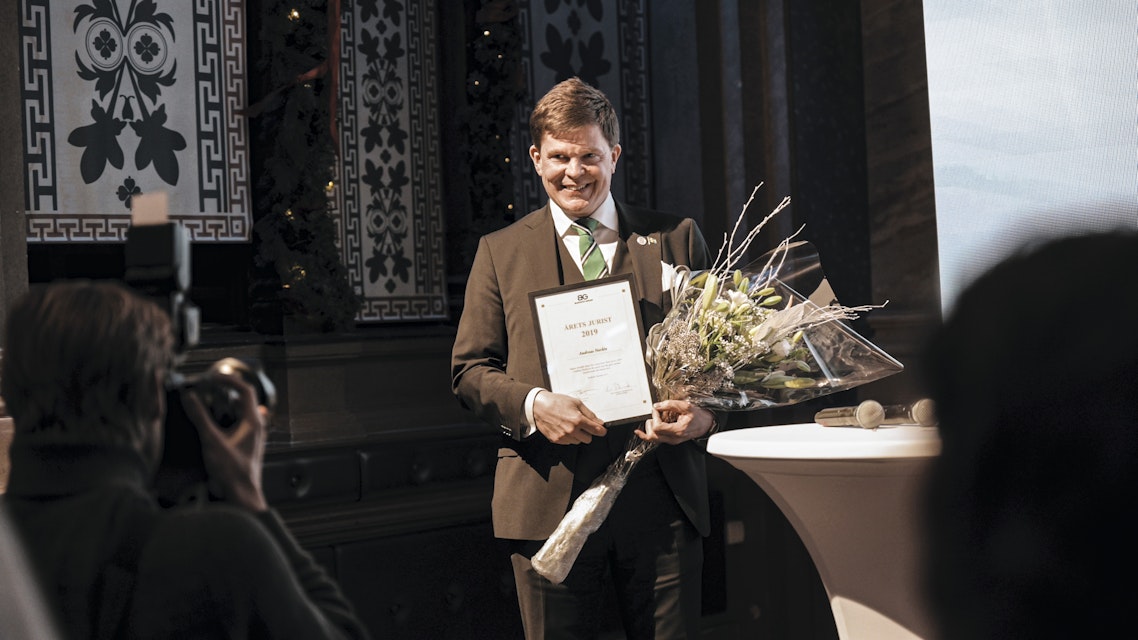 Talmannen tog emot Blendows juristpris för 2019
